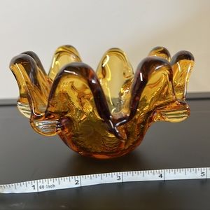 Vintage Amber Glass Bowl Dish